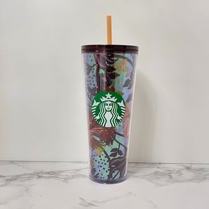 STARBUCKS FALL EXCLUSIVE 2021 Iridescent Foil Floral Design Tumbler 24oz